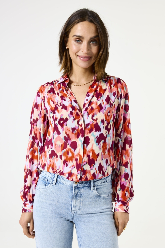 BLOUSE MET PRINT C50238 1345 tangerine red